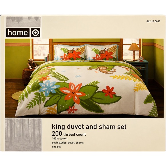Target Other - Target 2008 Discontinued Sold Out King Duvet Sham Set Floral Monkey 100% Cotton